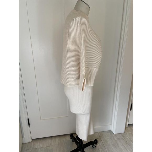 All Saints Deon White Wool Cashmere Rib-Knit Blouson Sweater Dress M $298 - Picture 2 of 10
